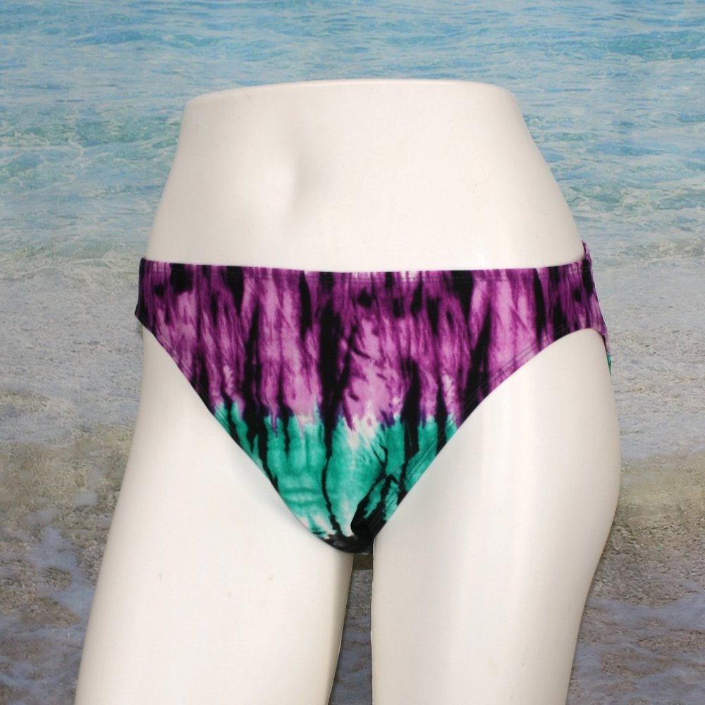 ISLAND ESCAPE Swimsuit Bottoms Bikini Tie Dye Mermaidcore Purple Stripe 12